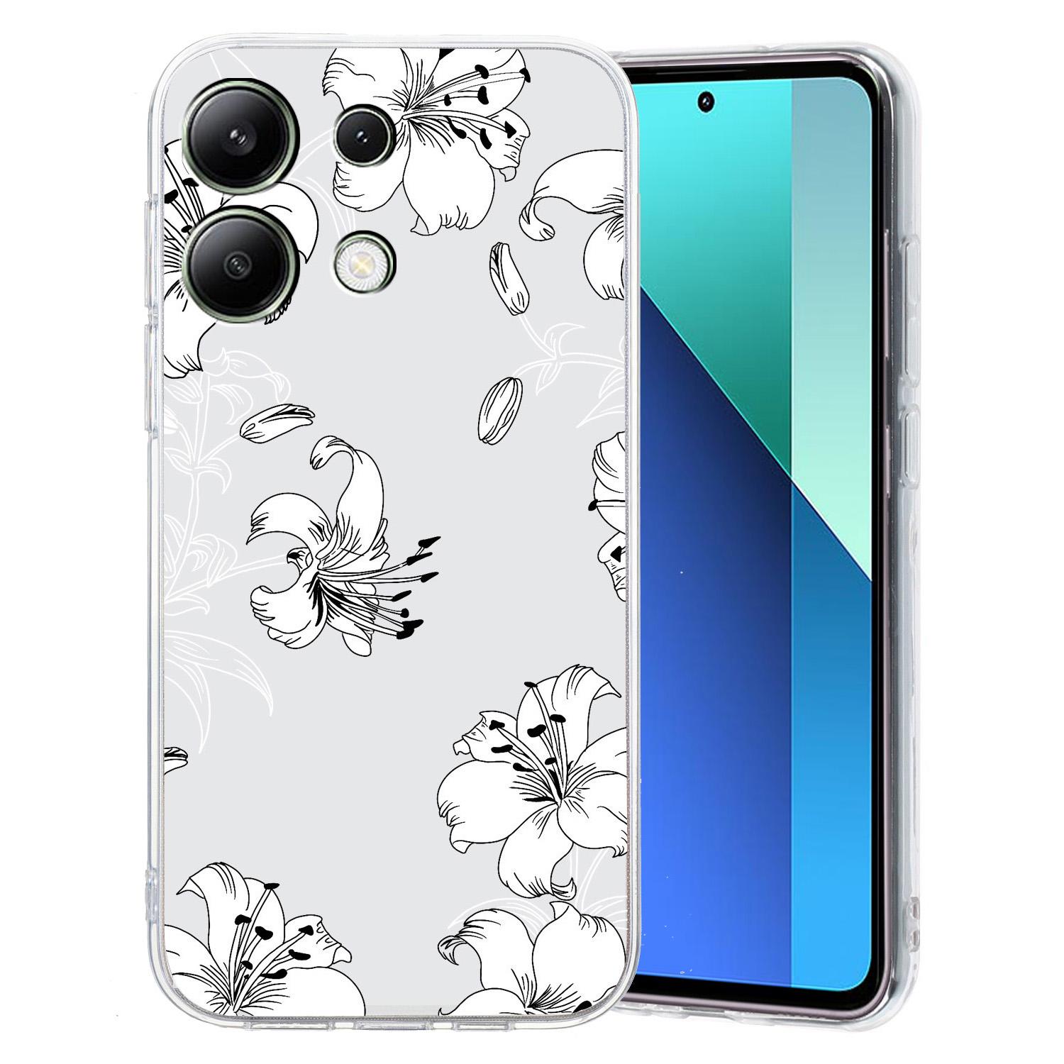 

For Xiaomi Redmi Note 13 4G Case Protective TPU Phone Cover Pattern Printed White Flower