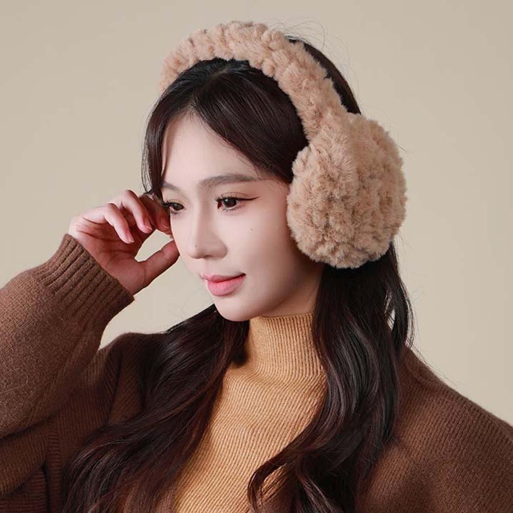 Plush Foldable Ear Cover Windproof Winter Thicken Earflap Fashion Solid Color Earmuffs  Ski