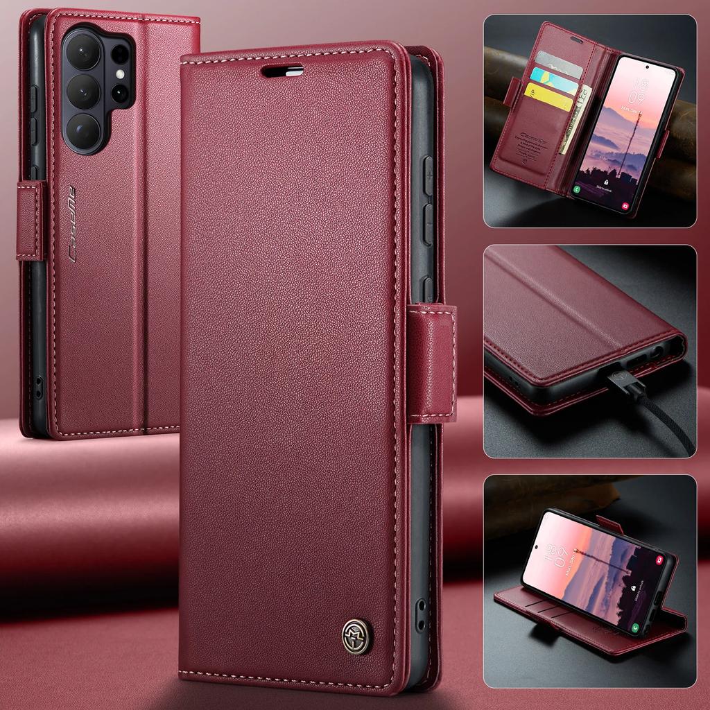 CaseMe Magnetic PU Leather Wallet Phone Case For Samsung Galaxy S26 Ultra/S25 Plus/S24/S23/S22/S21/S20 Card Holder Pocket Cover