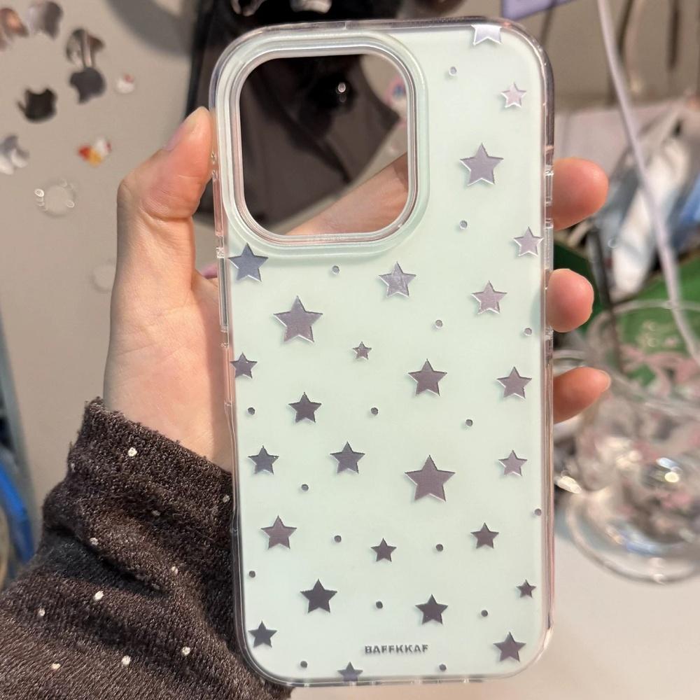 ins мятно-зеленый простой серебристый пятиконечная звезда для apple 17promax чехол для мобильного телефона iphone17pro новый женский 16pro акриловый 15pro ударопрочный защитный чехол iPhone 15