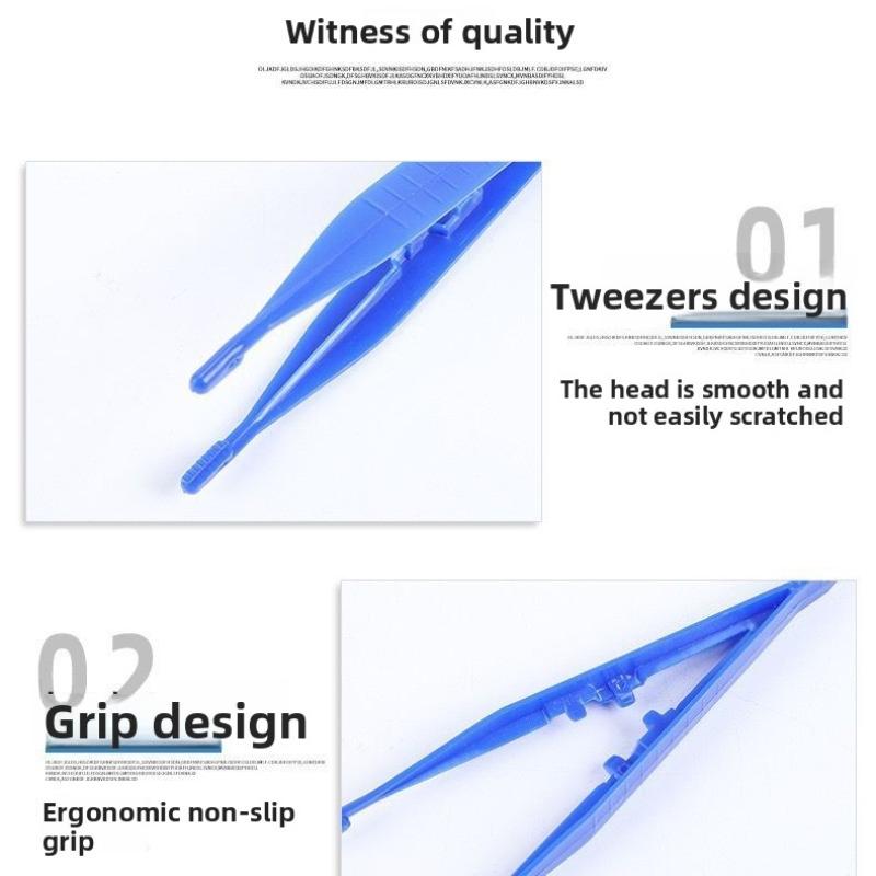 One-time Small Forceps Plastic Curved Head Ps Clamp Emergency Kit Accessory 11cm X 2.3cm Essential and Portable