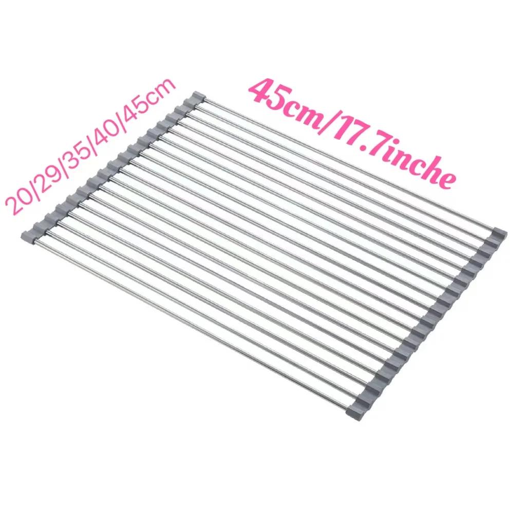 1pcs Roll Up Dish Drying Rack Over The Sink Foldable Portable Kitchen Dish Drainer Space Saving Sink Organizer