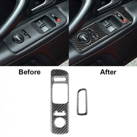 2Pcs Carbon Fiber Interior Window Control Cover Trim For 2000-2009 Honda S2000