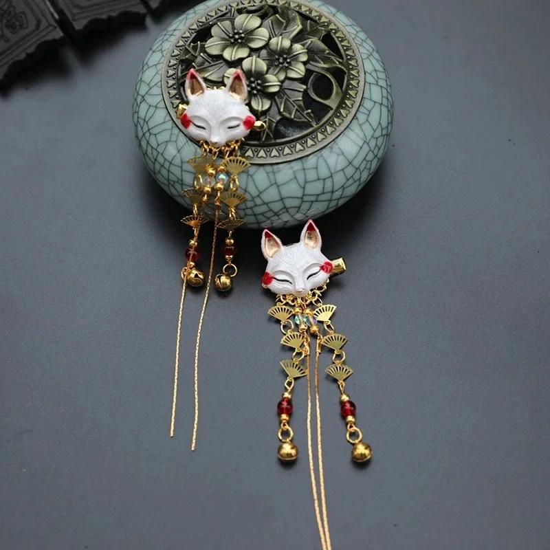 1Pc Fox Animal Fringe Hair Accessories Han Elemental Headdress Hanfu Cute Girl Heart Hairpin Head Decoration for Girls Headband