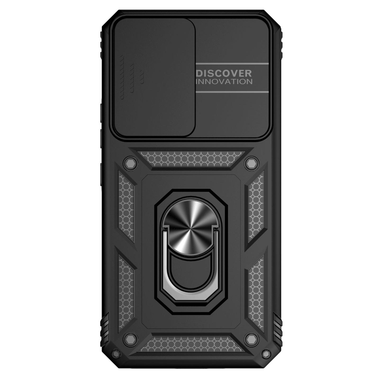 

For Samsung Galaxy A54 5G Anti-scratch Phone Cover Metal Ring Kickstand PC+TPU Phone Case with Slide Camera Protector Blue