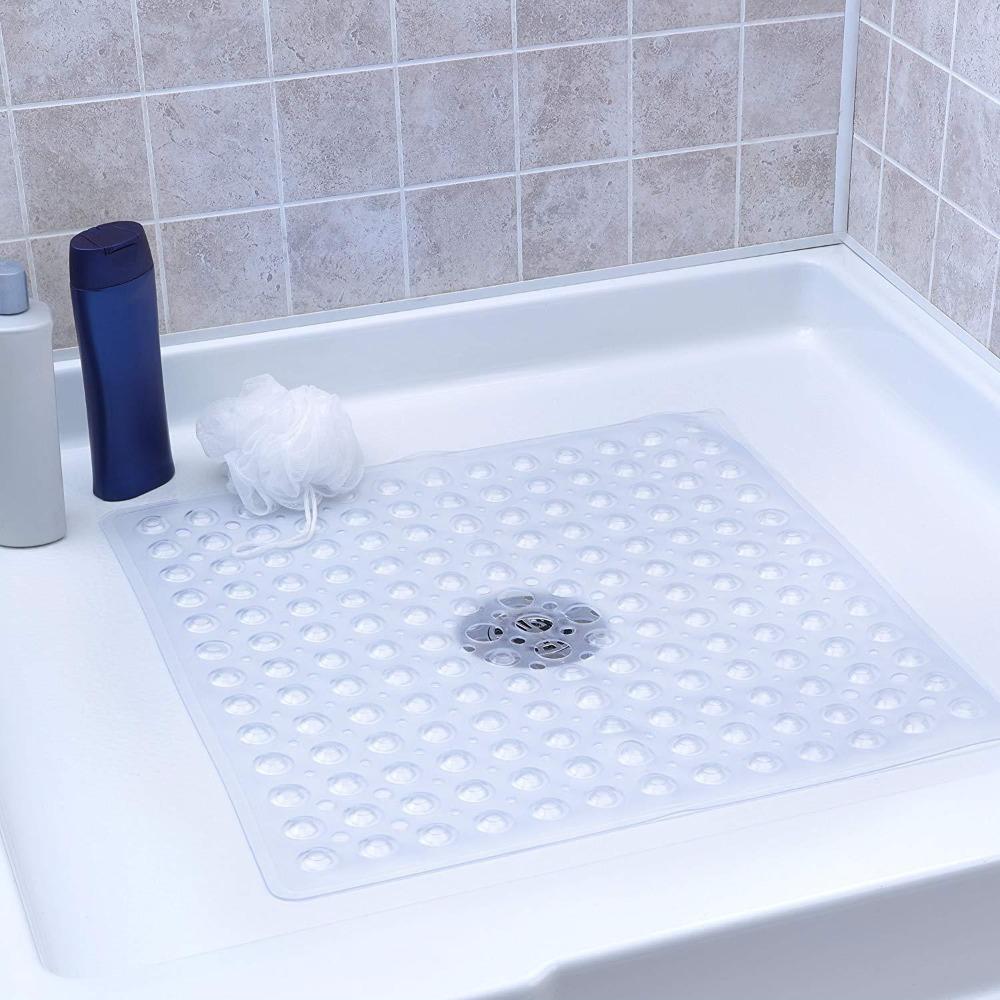 53x53cm Shower Mat Suction Cup PVC Anti Slip Bath Mat Square Shower Floor Pad Non Slip Safety Mat for Bathtub Bathroom Carpet
