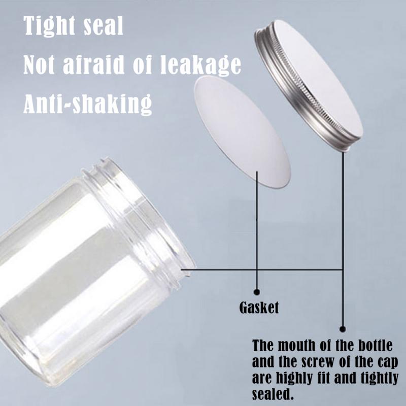 5pcs Aluminum Cap Sealed Cans PET Empty Transparent Plastic Bottles 15Sizes Wide Mouth Jar Oil Wax Packaging Container With Lids