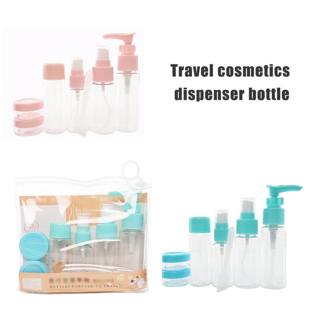Travel Separate Bottle Set Press Type Spray Bottle Transparent Seven Piece Set Portable Small Sample Bottle Cosmetics Travel Set