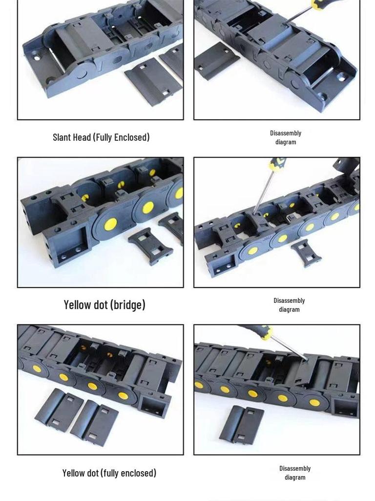 Enclosed Nylon Machine Tool Drag Chain - Semi and Fully Closed Options