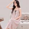 Gentle Wind Gradual Change Tie-dye Cotton and Silk Suspender Nightdress Ruffle Edge Hem Loose Pajama Skirt Women Large Size Home Skirt