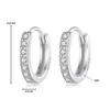 Silver Classic Hoop Earrings with Crystals and Clasps, Size S