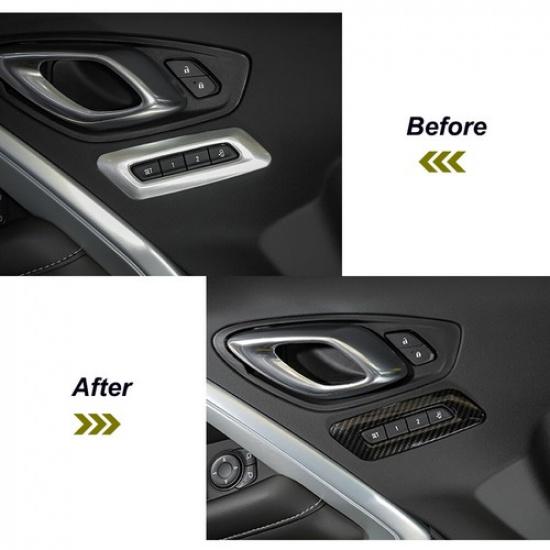 Carbon Fiber Inner Seat Memory Button Switch Trim Cover for Chevrolet Camaro 17+