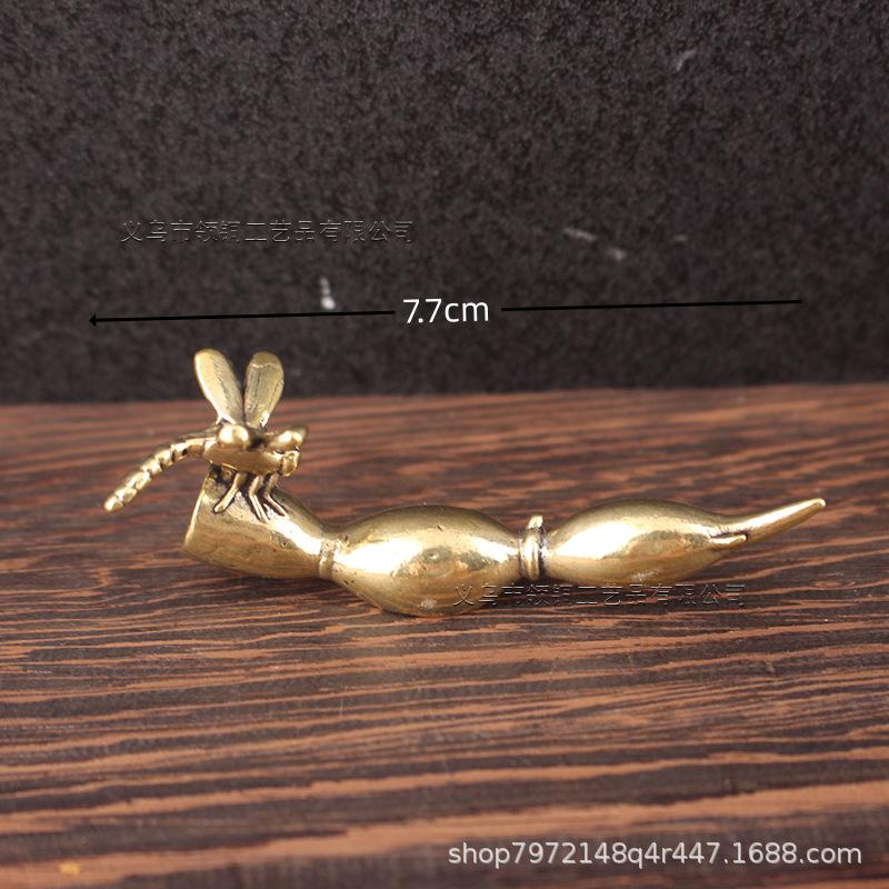 Four Treasures Of The Study Ancient Brass Dragonfly Lotus Root Holder Small Ornament Antique Calligraphy Special Pen Rest So