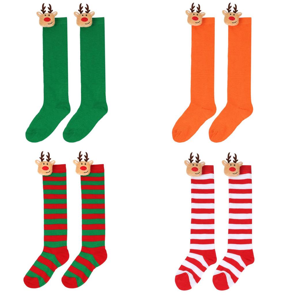 New Arrival Kids Christmas Socks With Cute Cartoon Deer Plush Toy Polyester Fabric Friction Resistant