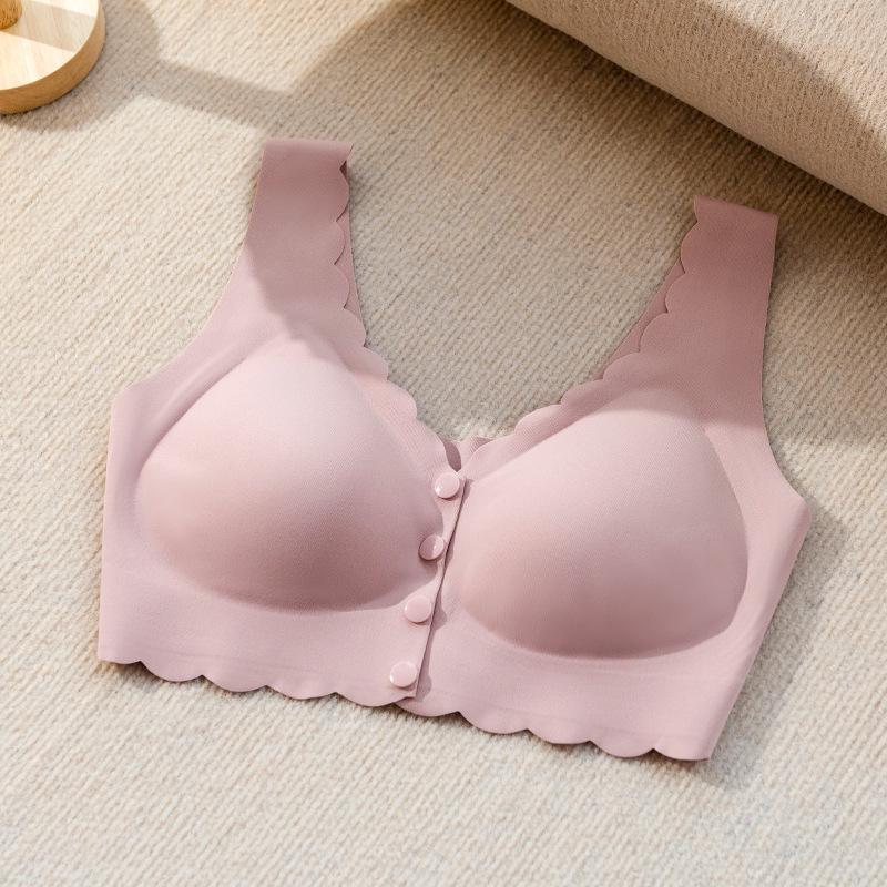 Ice Silk Wireless Bra: Seamless Front-Closure for Middle-aged and Elderly Women