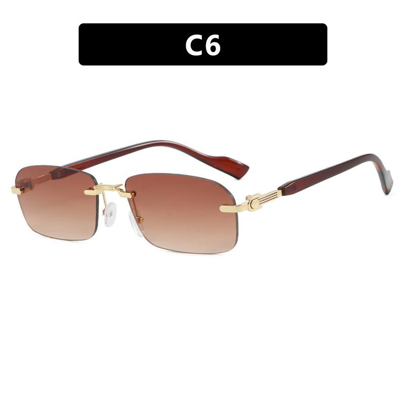 Rimless Metal Sunglasses Women Men Vintage Punk Luxury Designer Irregular Square Hip Hop UV400 Sun Glasses