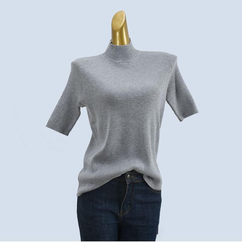 Revoked by Brand Fat Sister plus Size Half-Turtleneck Heattech Half Sleeves Loose Simple Pullover High Elastic Knitting Bottoming Shirt for Women