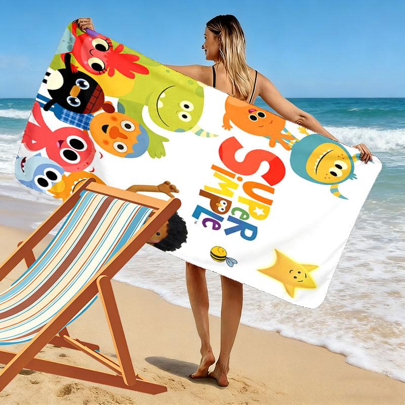Super Simple Songs Print Beach Towel, Large Soft Quick Dry Towel for Beach Camping Swimming