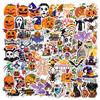 2026 50pcs Laser Flash Halloween Stickers Holographic Vinyl Trunk Mug Cup Sticker Waterproof Removable Sticker Halloween Decor