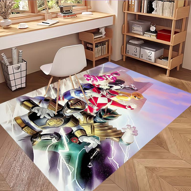 Mighty Morphin Power Rangers Print Rug, Washable Floor Carpet, For Entryway Dorm Laundry Room Office Study, Home Decor Birthday Christmas Gift