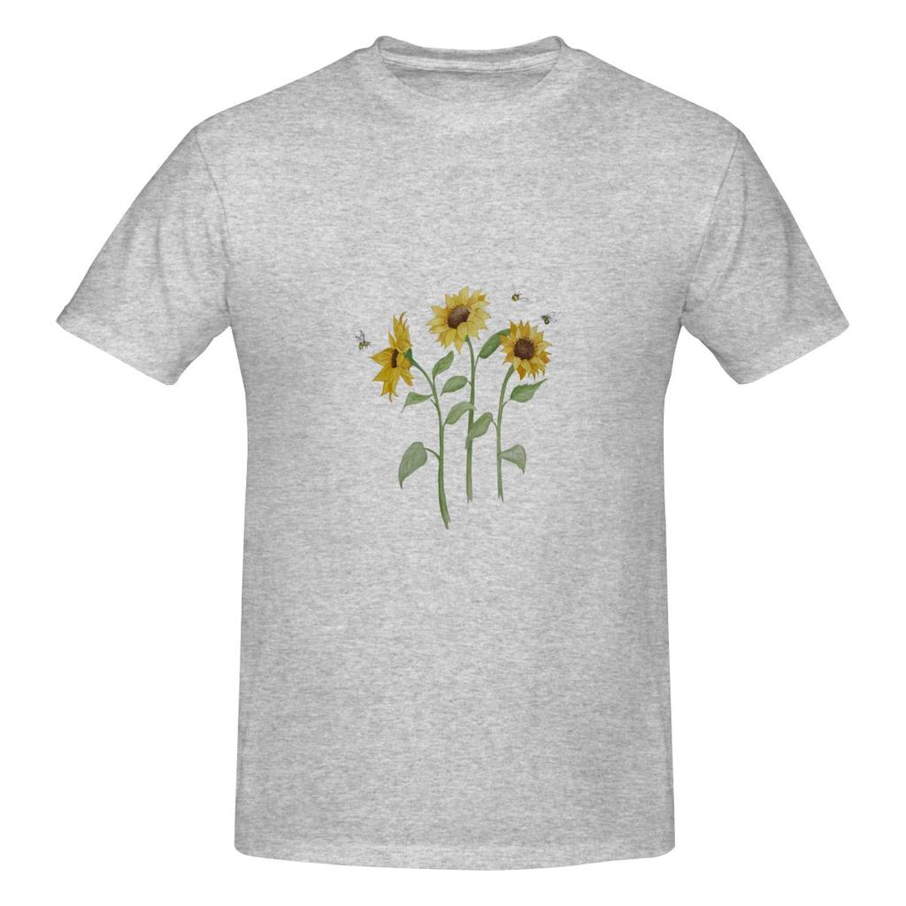 Sunflowers With Beesdaily Tshirt Artistic Commuting Not Easy To Loosen Short Sleeve