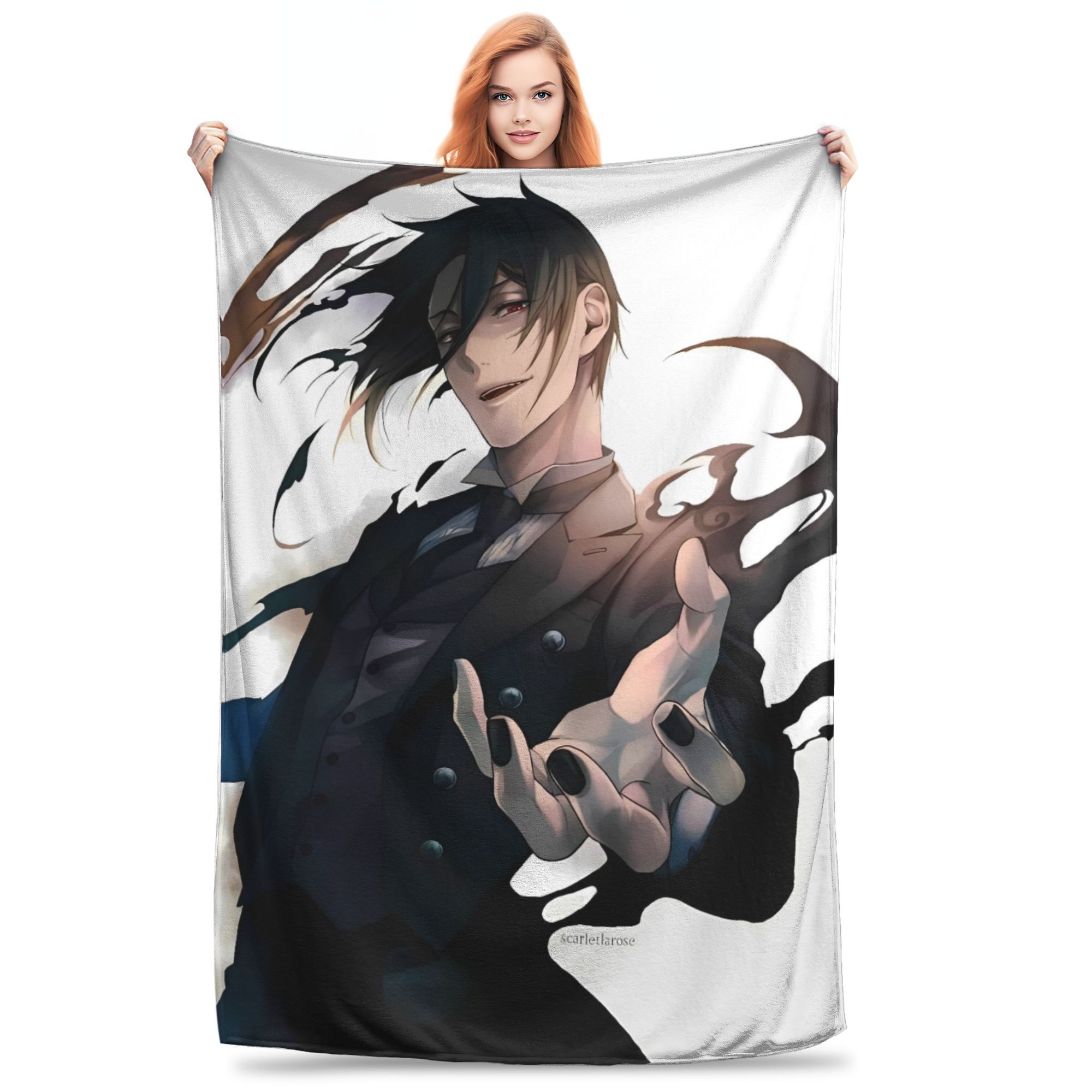 

Super Warm BlanketGirls Boys Camping Cartoon Black Butler Throw Blanket Flannel Bedspread For Home Decor Sofa Bed Cover 75x90cm