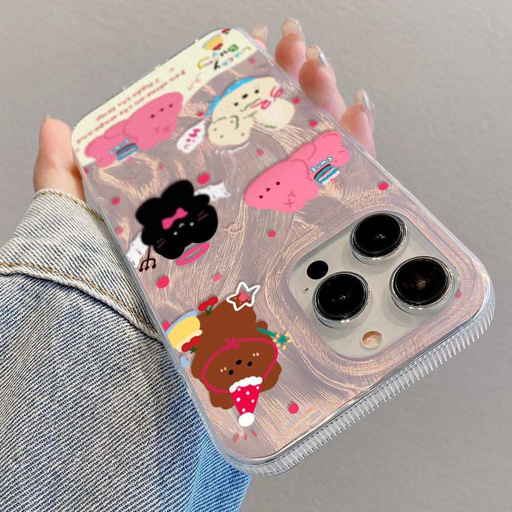 Applicable to iPhone17promax sweet small animal IMD laser mobile phone case Apple 14/15 large hole 13 anti-drop