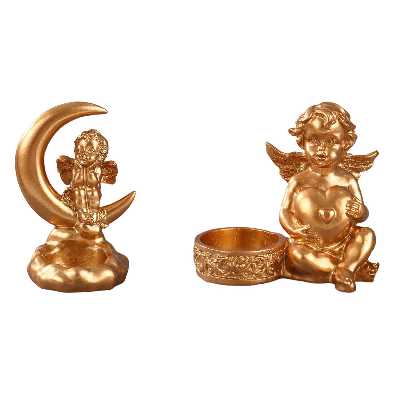 

Angel Statue Tea Light Candle Holder Multifunctional Elegant Accessory Lightweight for Home Decor Collection Tabletop Ornament 10cmx7cmx10cm