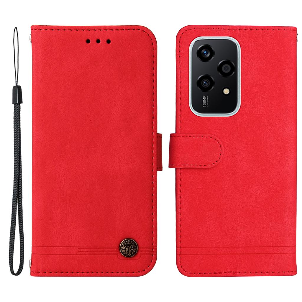 Für Honor 200 Lite Leder-Wallet-Hüllen Skin-Touch Handyhülle Ständer mit Riemen