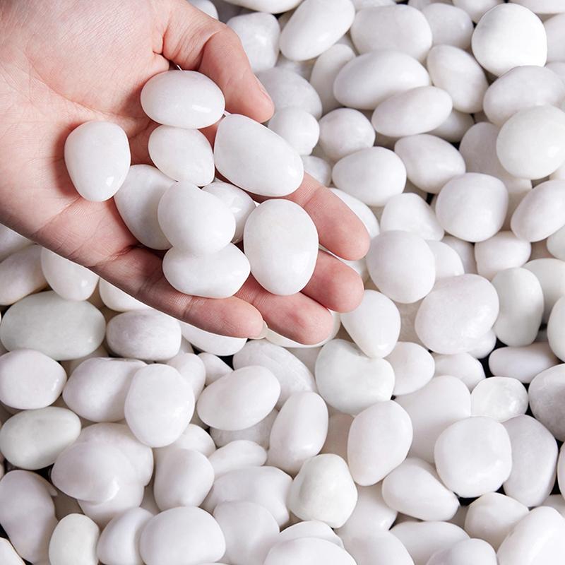 300/800g 2-3cm Natural Pebbles White High Polished Courtyard Landscape Decoration  Horticultural Pot Fish Tank Decorative Stones