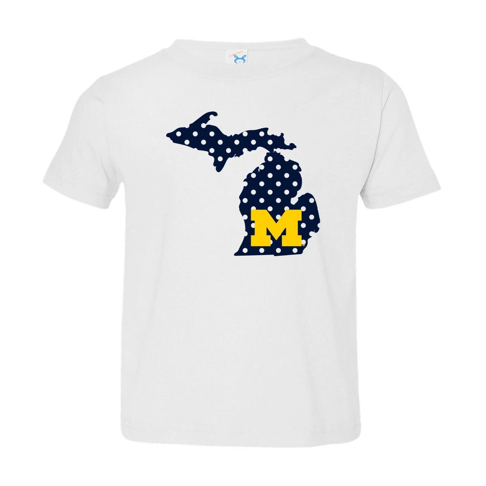 University of Michigan Wolverines Polka Dot State Toddler T Shirt - White S