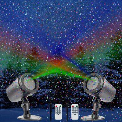 2 Pcs Christmas Projector Lights Xmas LED Projector RGB Motion Christmas Garden Projection Lights Waterproof Christmas Spotlight Outdoor