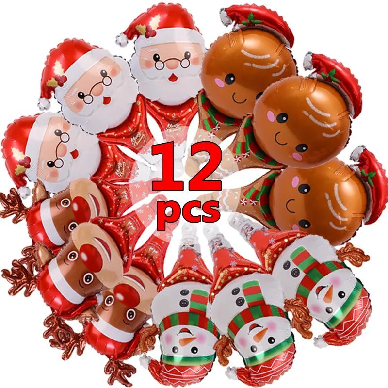 1-12 ks Vánoční hliníkové fóliové balónky Santa Claus sněhulák los balónkové tyčinky vánoční ozdoby na stromeček dětské hračky festivalové dekorace na párty