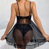 Oversized Transparent Sexy Wine Red 2 Piece Lingerie Set Hot Babydoll Nightgown With Thong Beautiful Pajamas For Women Nightwear Sleepwear