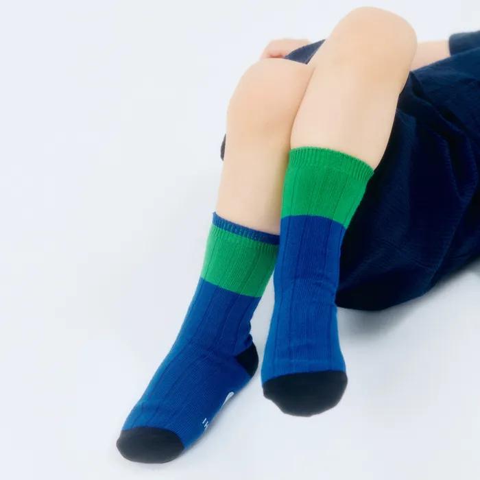 Kids Color Block Socks Blue