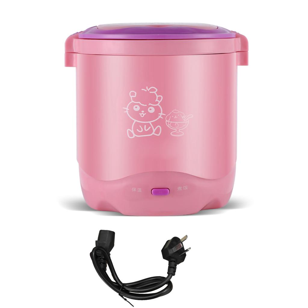1.2L Mini Grain Cooker Portable Travel Rice Cooker Multi Cooker for Soups Stews Oatmeal Pink 1?60pcs
