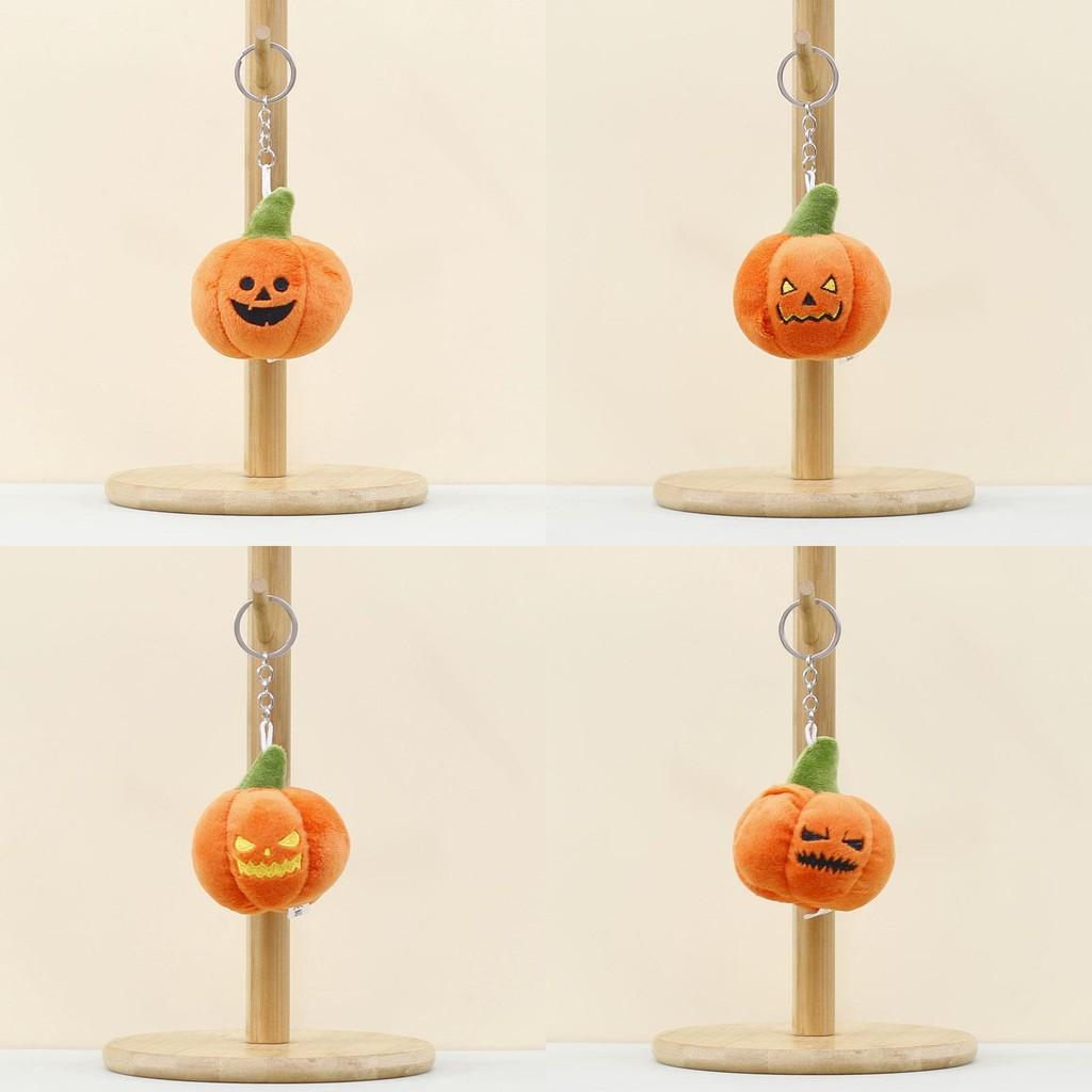 Cute Plush Pumpkin Ghost Keychain Adorable Halloween Decoration For Bags And Accessories
