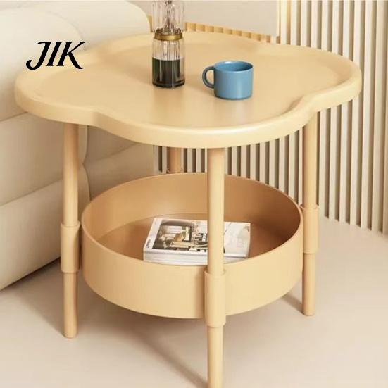 Bedside Coffee Table 2-Tier Flower Shaped Side with Open Storage Shelf Multifunctional Multi-functional Nightstands Living Room Bedroom Office