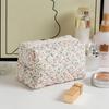 Portable Quilted Cotton Makeup Bag Flower Printed Large Capacity Travel Toiletry Bag Cosmetic Organizer for Women