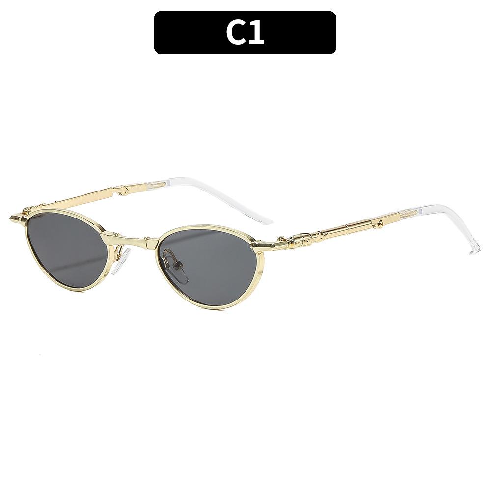 Foldable metal glasses, oval rhinestone-embellished sunglasses—ideal for outdoor travel and street-style looks.