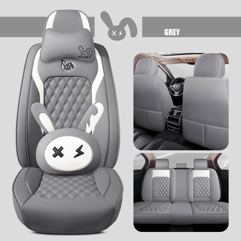 Cartoon Faux Leather Car Seat Covers for SUV Pick-up Truck Sedan Universal Breathable Anti-Slip Driver Seat Cushion (Full Seat)