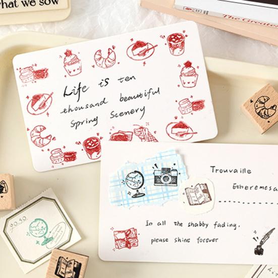 8 Adet/Set Ahşap ve Kauçuk Damga Dekoratif Ahşap Damgalar Retro Yaşam Temalı Damgalar Scrapbook Kartlar Zarf Kendin Yap El İşi Planlayıcı Günlük İçin