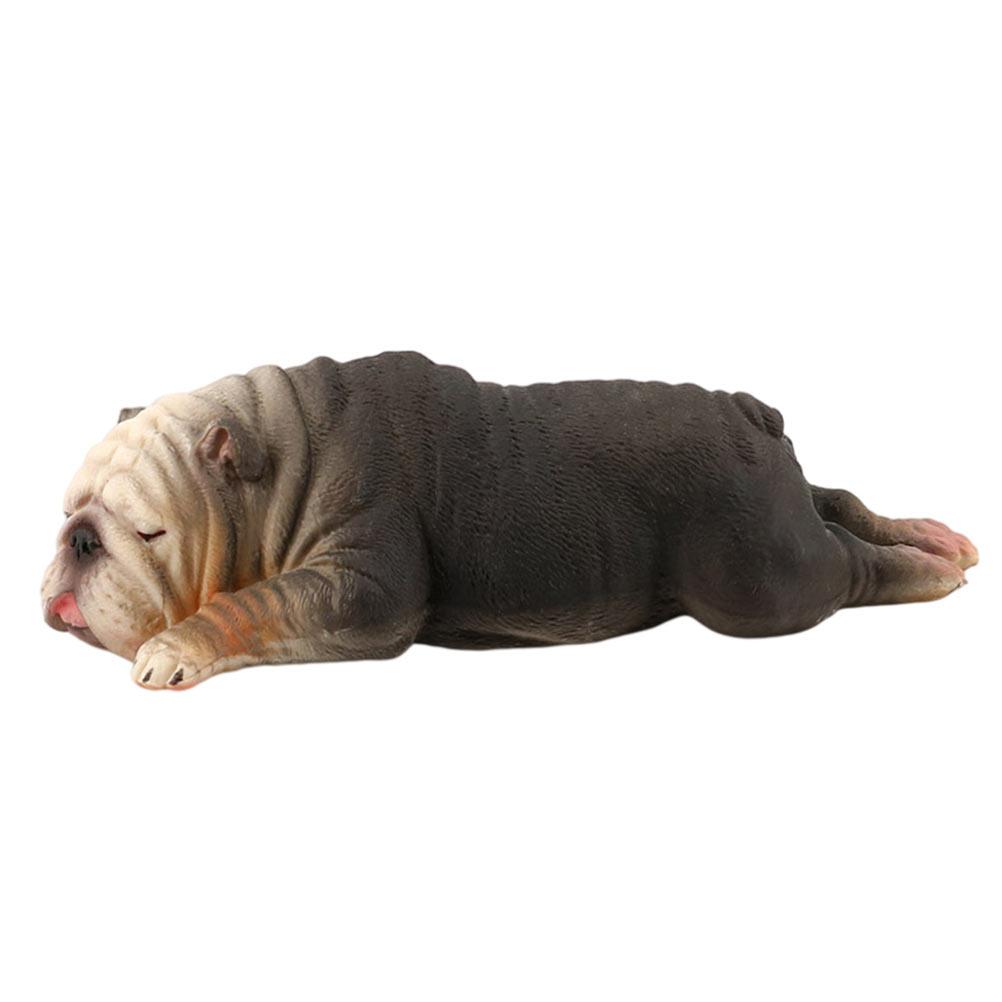 Plastic Bulldog Model Figurines Puppy Statue Dog Craft Nament Home Decor Miniatures Sleeping Bulldog Statue Dog Figurine