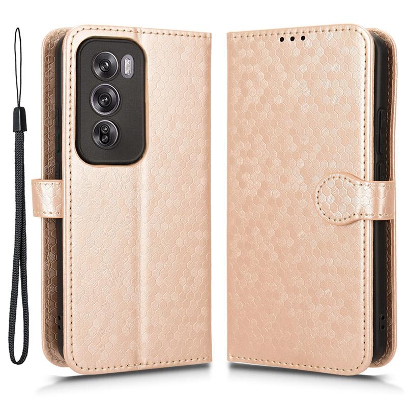 

For Oppo Reno12 Pro 5G (Global) Case Dot Pattern Leather Phone Cover Magnetic Clasp Protect Rose Gold