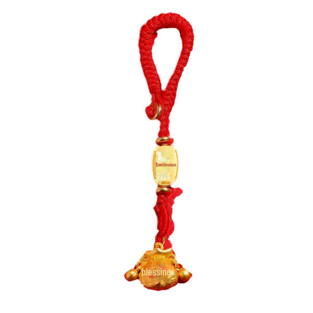 Ancient Gold Good Luck Red Rope Keychain Pendant