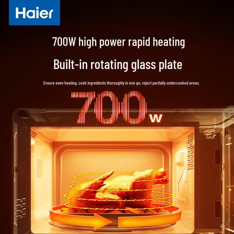 HAIER 20L ixcham mikroto'lqinli pech, aylanadigan stolcha va tugmali boshqaruv