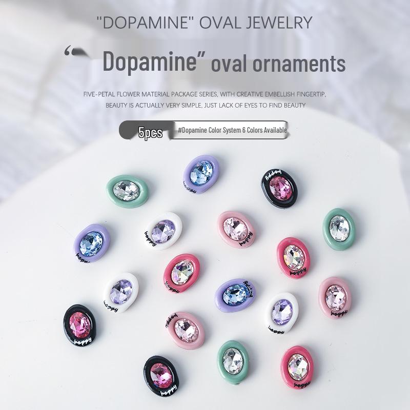 

Nail Art Jewelry: Colorful Oval Resin Rhinestones - 5pcs