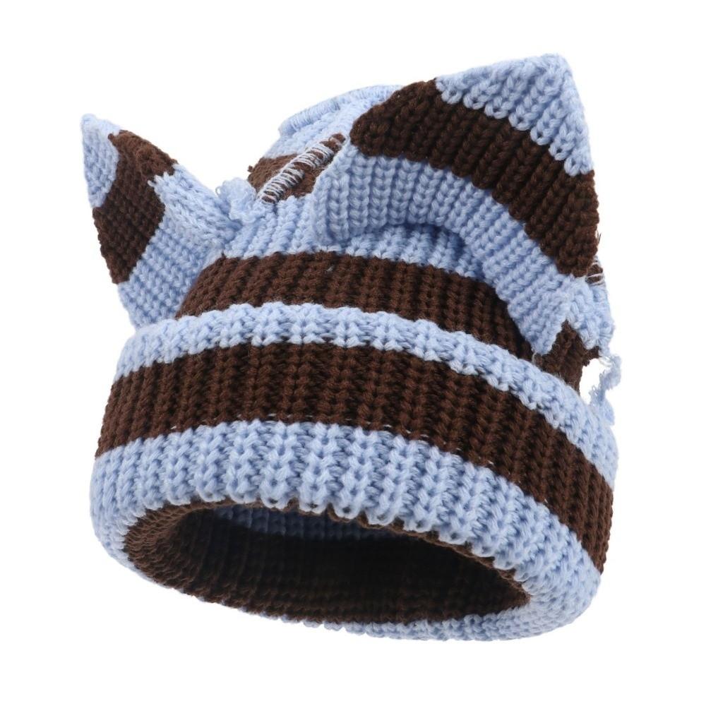 Yarn Knitted Beanie Hat Y2K Harajuku Knitted Skull Cap Gifts Cat Ear Beanie Casual Streetwear