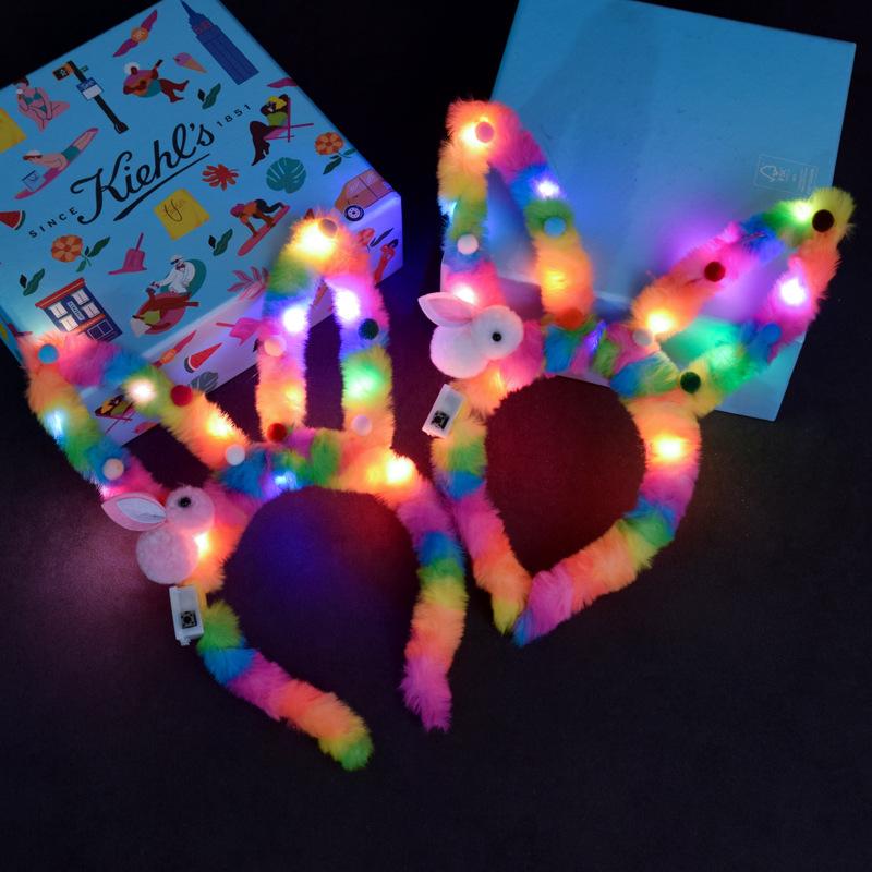 Women Girls LED Bunny Ears Hairband Easter Light Up Headbands Halloween Glow Party Supplies Wedding Festival
