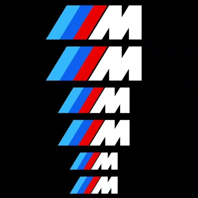 6 ks pro samolepku na třmen BMW M, samolepka na brzdu pro vysoké teploty, modifikovaná samolepka BMW BMW třípruhová samolepka na auto M. Sklo okna.